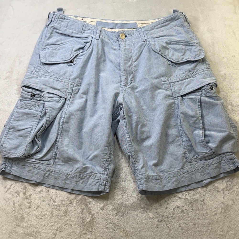 Polo Ralph Lauren Mens 34 Cargo Shorts Light Blue Pockets Chambray